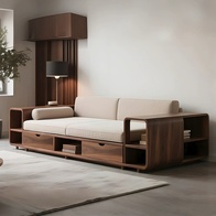 Прямой диван William ореховый, ткань, 240*100*80 см