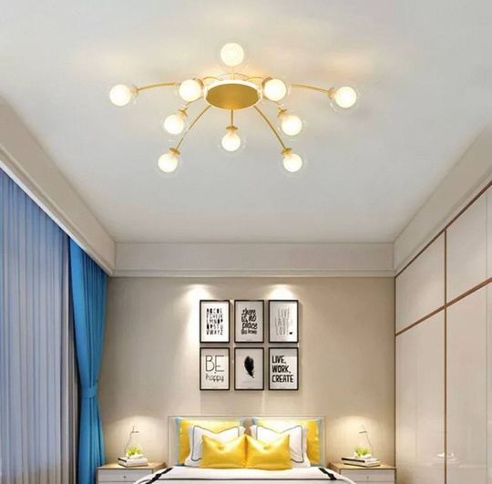 Люстра золотая Exalor, металл, стекло, 80*17 см, светодиодная, LED, G9