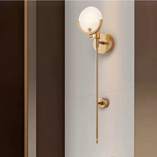 Настенный светильник, Бра MATT 13*60, медь, мрамор, металл, Е14.