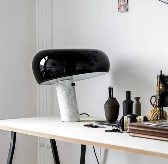 Настольная лампа GLAM 28*26, черный, белый, мрамор