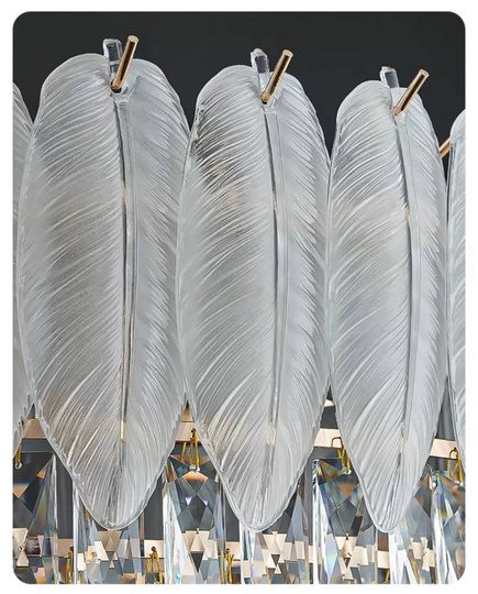 Люстра подвесная AKCICEC 100*35 белый, золото, стекло, металл, Е14.