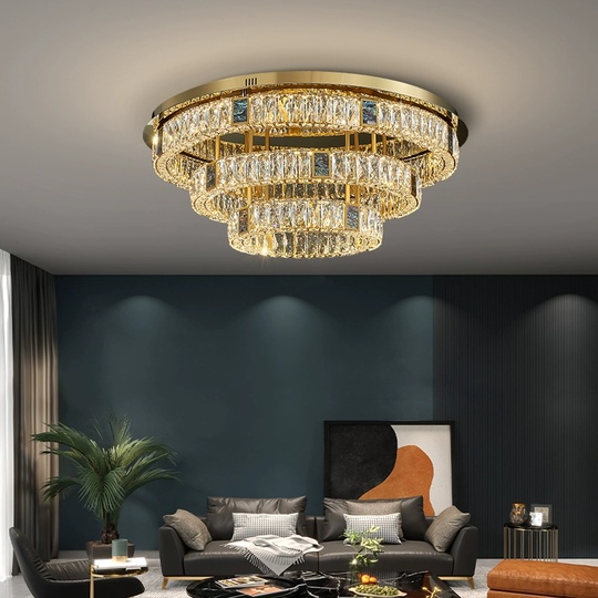 Люстра подвесная CEYHAN 40+60+80 золотой, хрусталь, металл, LED.