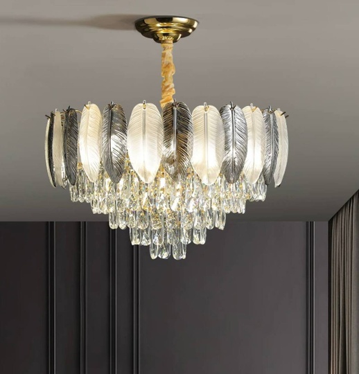 Люстра подвесная AKKUTLU 40*31 белый пепел, стекло, металл, Е14.