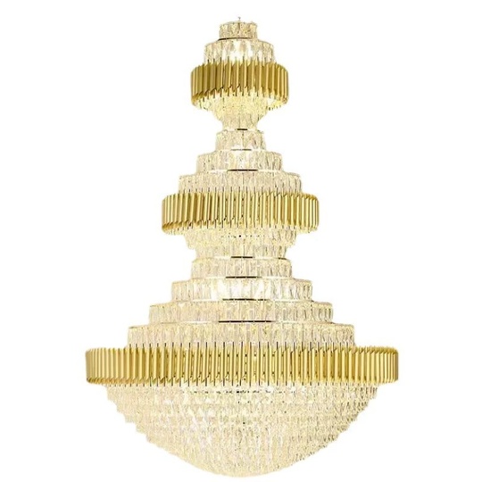 Люстра подвесная, золото, хрусталь,  WHISPER 120*180 металл, E14.