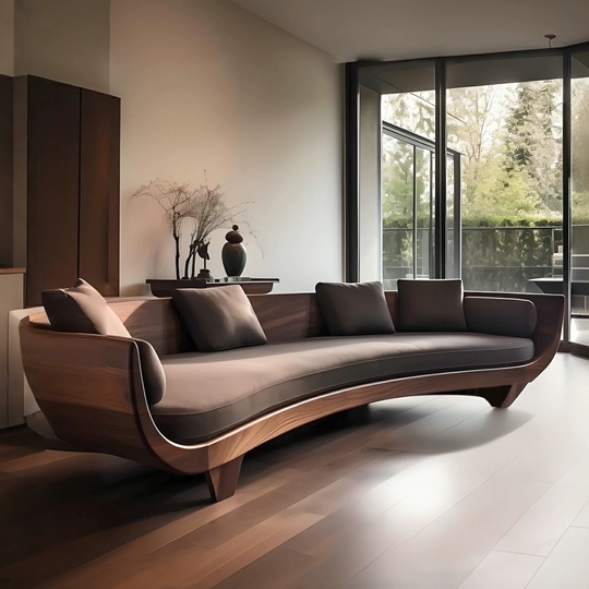 Прямой диван Amelia темный орех, кожа, 240*85*75 см