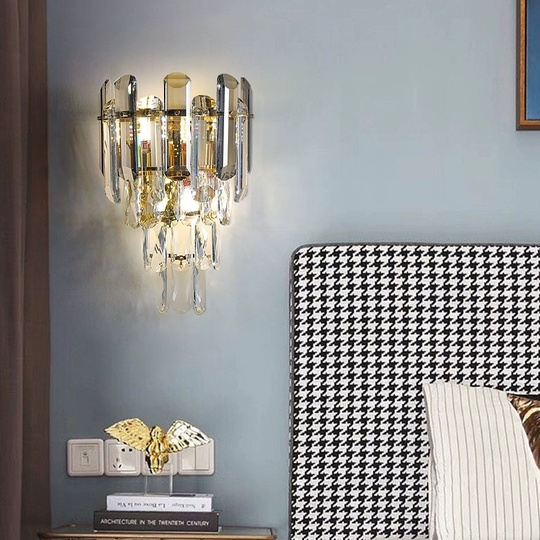 Настенный светильник, Бра TERRY 25*36, дымчатый, стекло, металл, Е14.