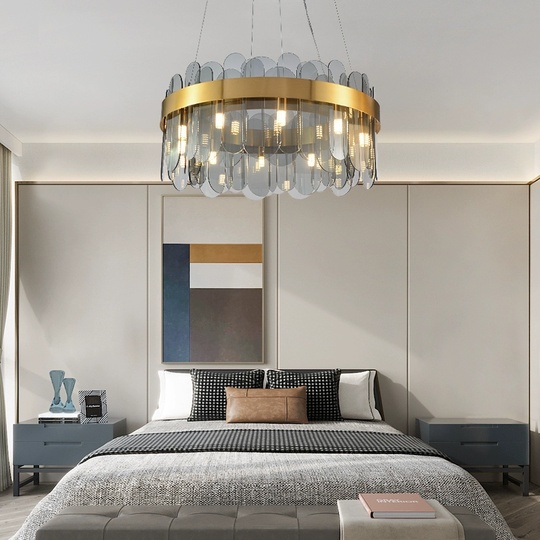 Люстра подвесная, медь, пепел, стекло, DOLUN 100*27, металл, G9.