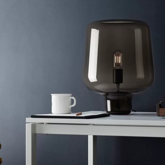 Настольная лампа FRANK 23*40, дымчатый пепел, стекло.