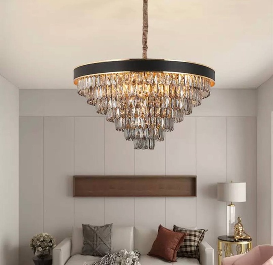 Люстра подвесная ALA 60*34 золото, кристалл, металл, Е14.