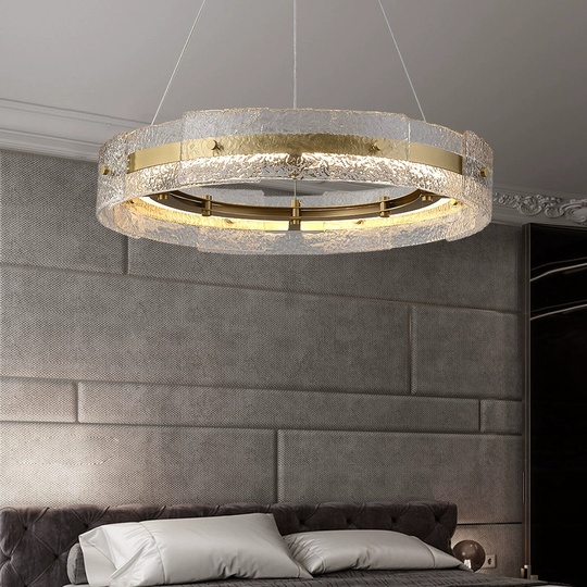 Светильник подвесной бронзовый Aelvaric, металл, стекло, трос 150 см, 60*13 см, LED