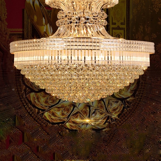 Люстра подвесная, золото, хрусталь, BARNEY 150*220 металл, E14.