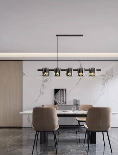 Люстра подвесная, черный, стекло, SUSURRUS 120*17, металл, G9.