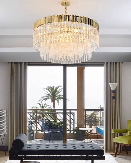 Люстра подвесная, золотой, стекло, AYLA 100*40, металл, E14.