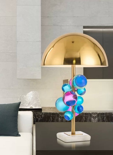 Настольная лампа SOSPESO 35*53, мрамор, кристалл, античная бронза