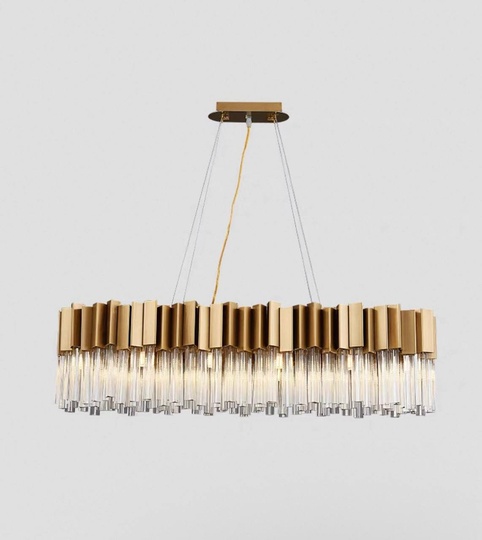 Люстра подвесная медная Evoloji, металл, хрусталь, трос 100 см, 90*40 см, G9