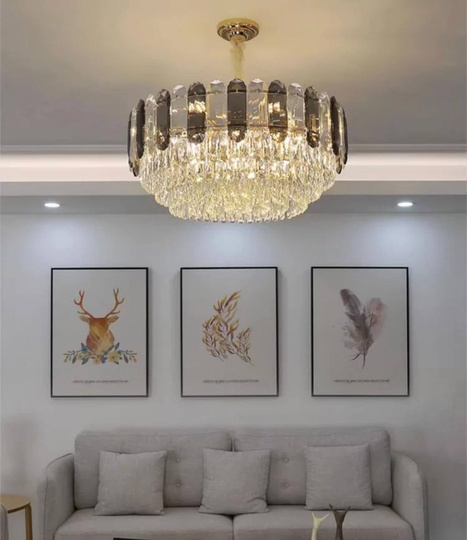 Люстра подвесная BERKE 50*30 дымчатый, стекло, металл, Е14.