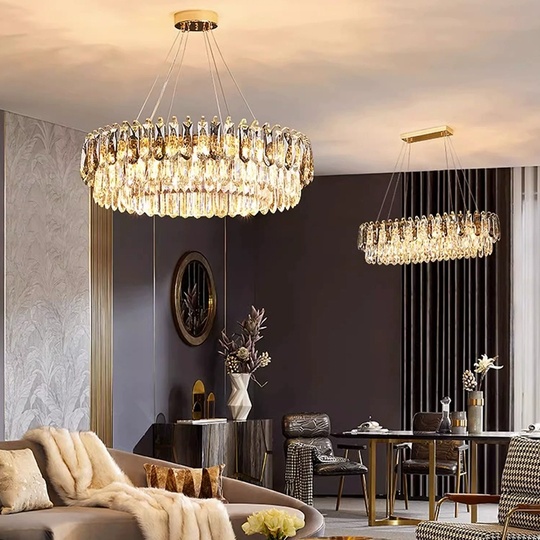 Люстра подвесная ARZU 60*22 золото, кристалл, металл, Е14.