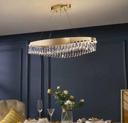 Люстра подвесная, медь, кристалл, GUNEY 100*25, металл, LED.