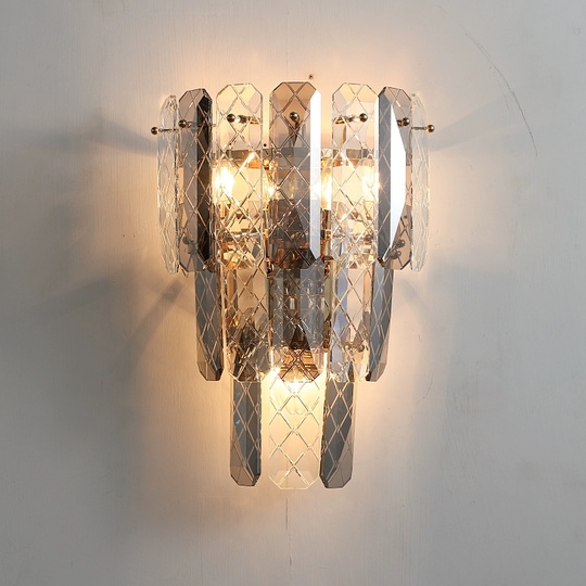 Настенный светильник, БРА ALP 26*33, дымчатый, металл, стекло, G9.