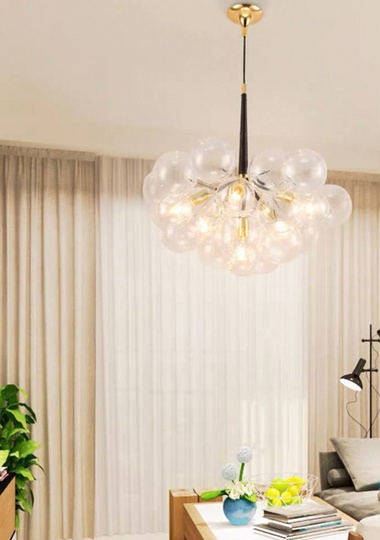 Люстра подвесная, черный, стекло, ABRAHAN 65*70, металл, Е27