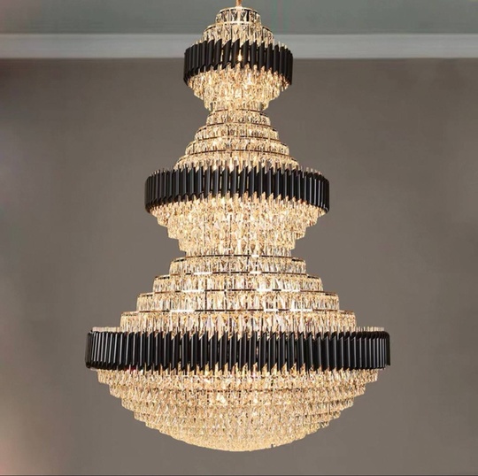 Люстра подвесная, золото, хрусталь, BUSTER  180*250 металл, E14.