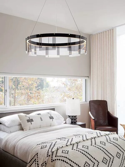 Люстра подвесная, черный, ПММА, MANUEL 60*20 металл, LED.