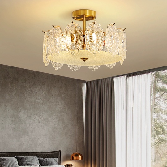 Люстра подвесная, медный, стекло, ORIOLE 40*27, металл, E14.