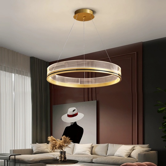 Люстра подвесная, золото, ПММА, MYLES GOLD 60*7, металл, LED