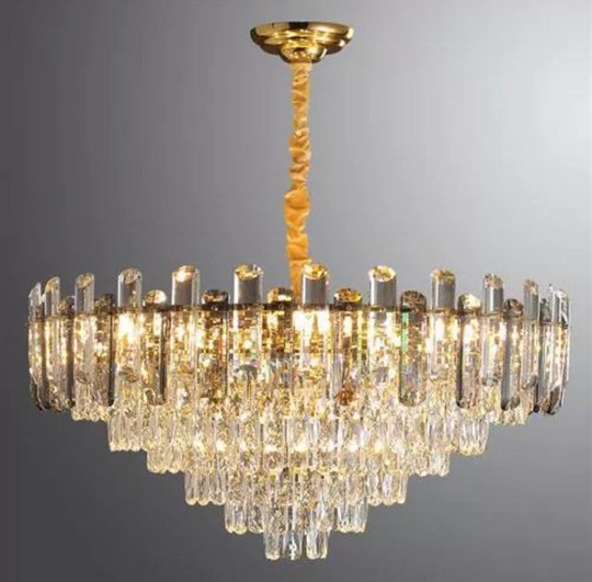 Люстра подвесная ALIM 75*53 золото, кристалл, металл, E14.