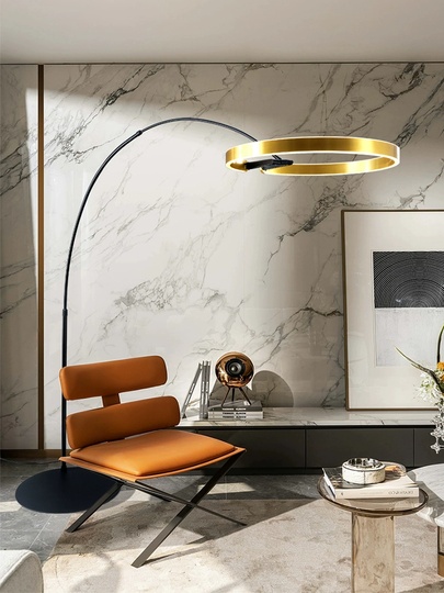 Торшер, латунь, черный, Anterra 210*180, LED, металл, ПММА