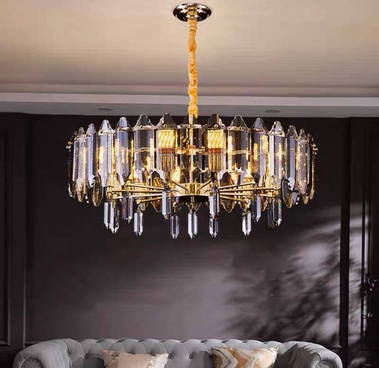 Люстра подвесная, золото, хрусталь, KISS 60*30 металл, E14.