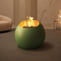 Горящий камин, круглый, 80*80 см, черный