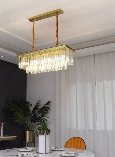 Люстра подвесная, золотой, кристалл, GINA 150*28, металл, E14.