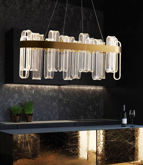 Светильник подвесной медный Exivra, металл, трос 120 см, 100*30 см, LED