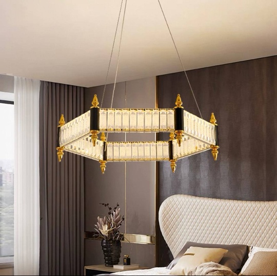 Люстра подвесная, золото, кристалл, ARCHIE 60*18, металл, LED.