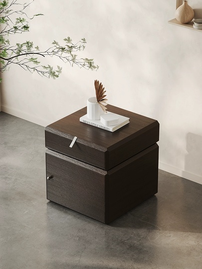 Тумбочка прикроватная с крутящимся ящиком, дымчатый цвет, 2 ящ., 50х50х46 см.