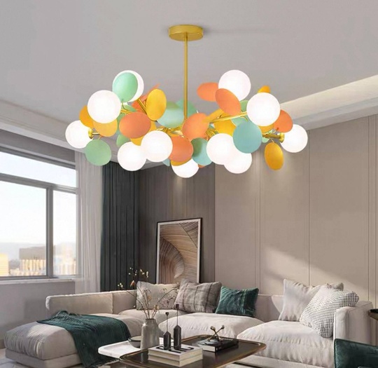 Люстра подвесная, золотисто-песочный, цветной, ПММА, CHUBI 67*27, металл, G9