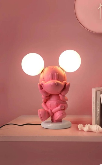 Настольная лампа, MICKEY 27*35, смола, стекло, розовый