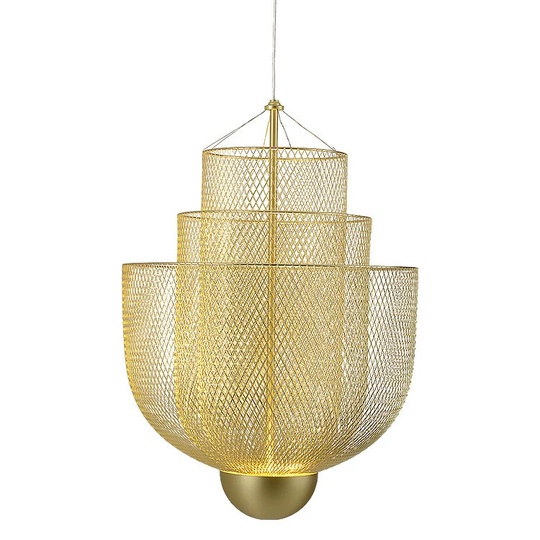 Люстра подвесная, золото, металл-сетка, HALSEY 60*74, металл, LED.