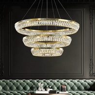 Люстра подвесная CANAN 40*180 золотой, хрусталь, металл, LED.