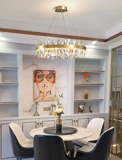 Люстра подвесная, медный, хрусталь, ELABORATIFUL 50*18, металл, LED.