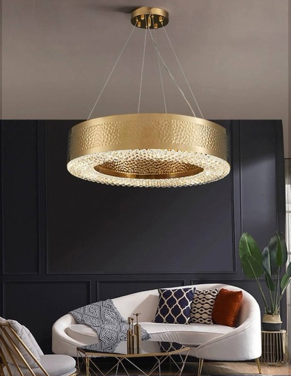 Светильник подвесной золотой Elquinox, металл, трос 65 см, 80*13 см, Е14