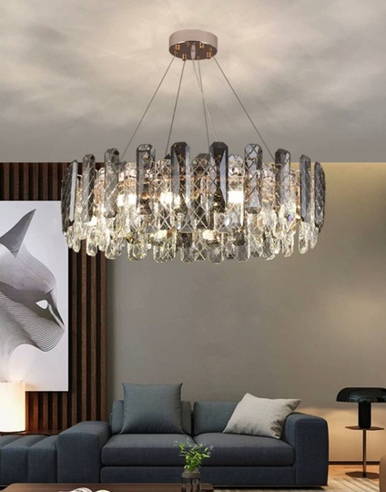 Люстра подвесная AKCICEK 60*22 дымчатый, стекло, металл, Е14.