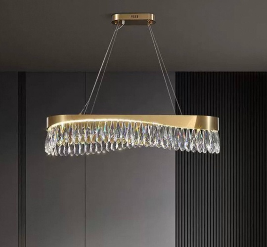 Люстра подвесная, медь, кристалл, GUNEY 80*25, металл, LED.