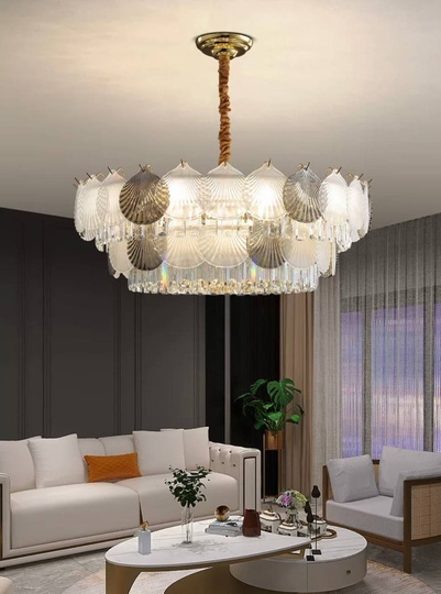 Люстра подвесная ERKE 100*36 золото, стекло, металл, Е14.