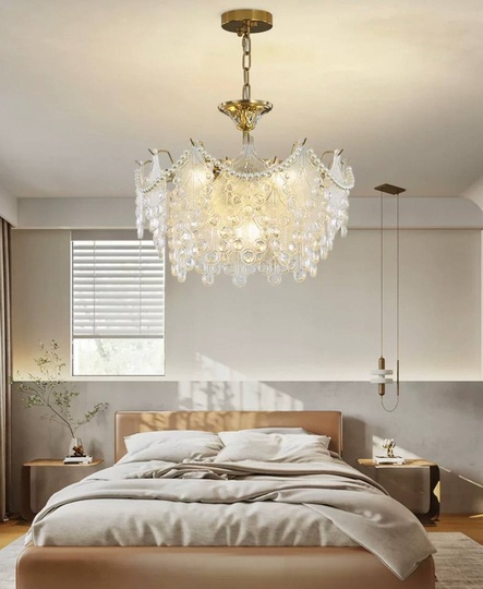 Люстра подвесная, медный, стекло, NEWSBRINGER 60*32, металл, E14.