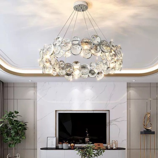 Люстра серебряная Evrynt, металл, 80*20 см, светодиодная, E14