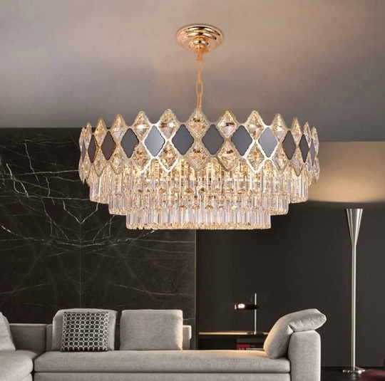 Люстра подвесная AKEL 50*28 золото, стекло, металл, Е14.