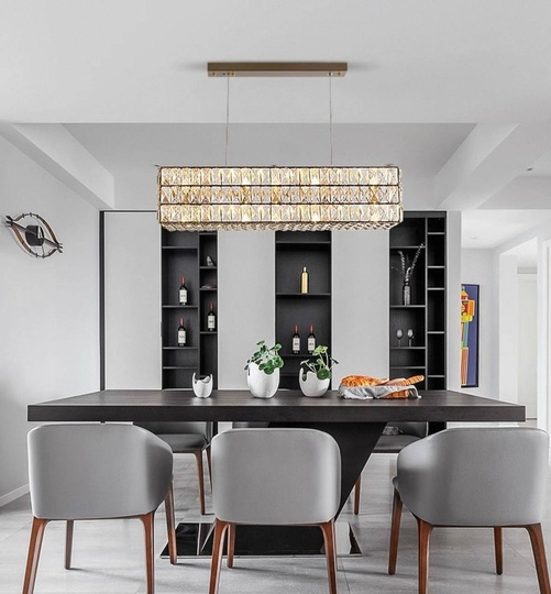 Люстра золотая Elypse, металл, кристалл, 125*17 см, подвесная, E14