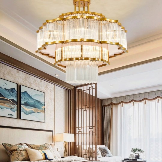 Люстра подвесная, золотой, стекло, AYDA 120*75, металл, E14.